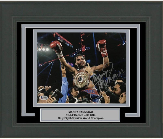Framed Autographed/Signed Manny Pac-Man Pacquiao Boxing 8x10 Photo Beckett BAS COA #27