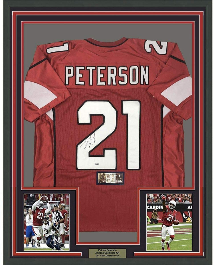 Framed Autographed/Signed Patrick Peterson 35x39 Arizona Red Football Jersey GTSM COA
