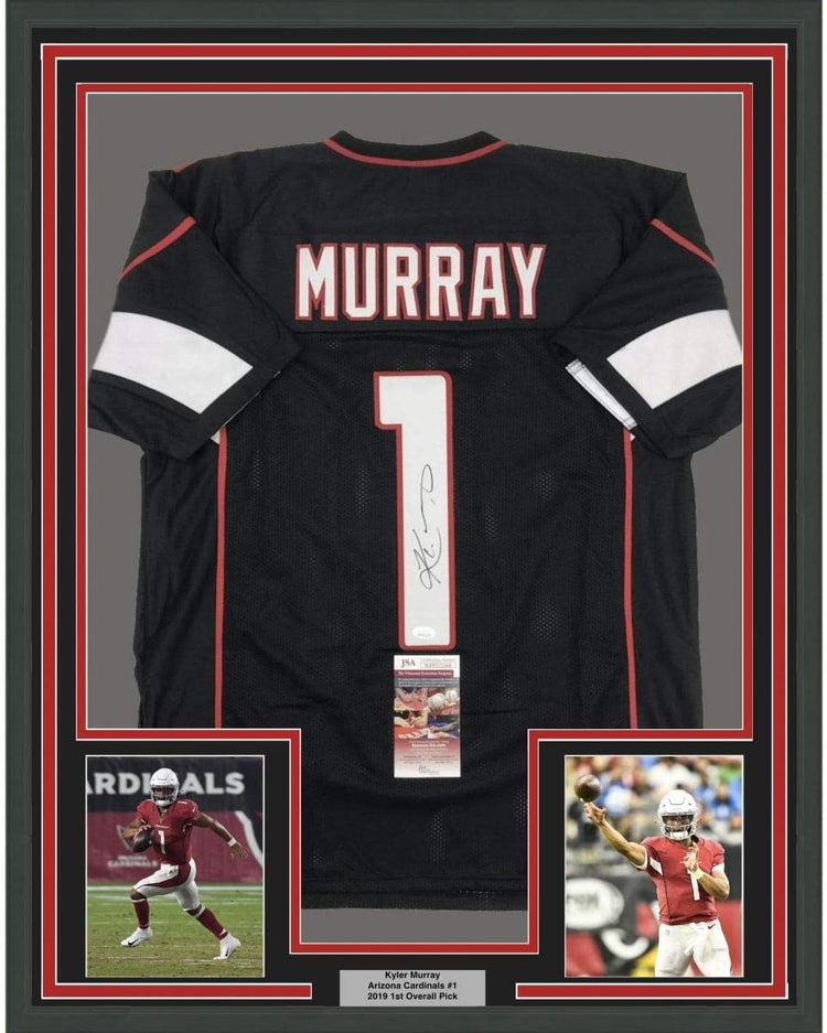 Framed Autographed/Signed Kyler Murray 35x39 Arizona Black Football Jersey JSA COA