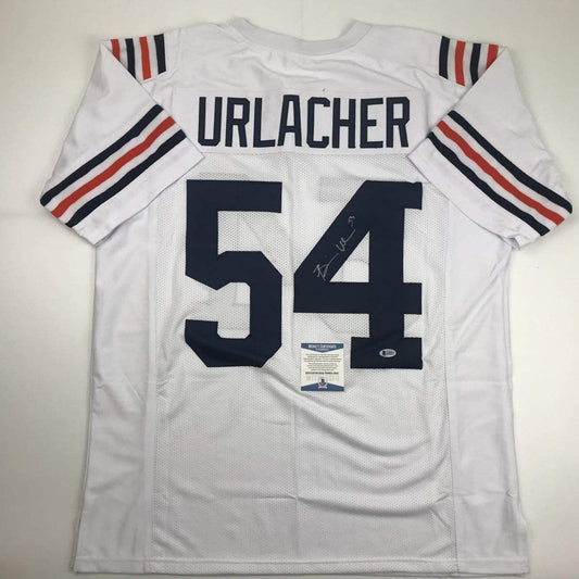 Autographed/Signed Brian Urlacher Chicago Retro White Football Jersey JSA COA