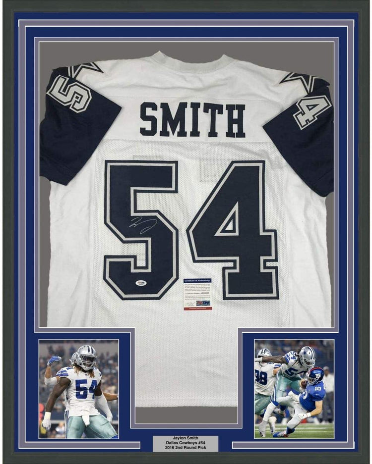 Framed Autographed/Signed Jaylon Smith 35x39 Dallas Color Rush Football Jersey PSA/DNA COA