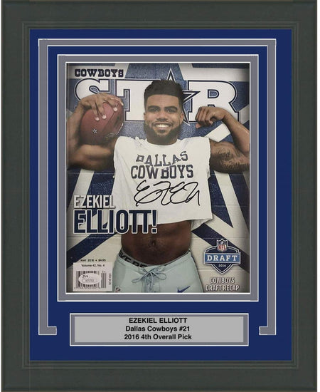 Framed Autographed/Signed Ezekiel Elliott Dallas Cowboys Star Football Magazine JSA COA