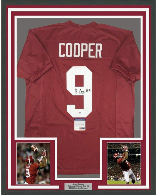 Framed Autographed/Signed Amari Cooper 35x39 Alabama Red College Football Jersey PSA/DNA COA