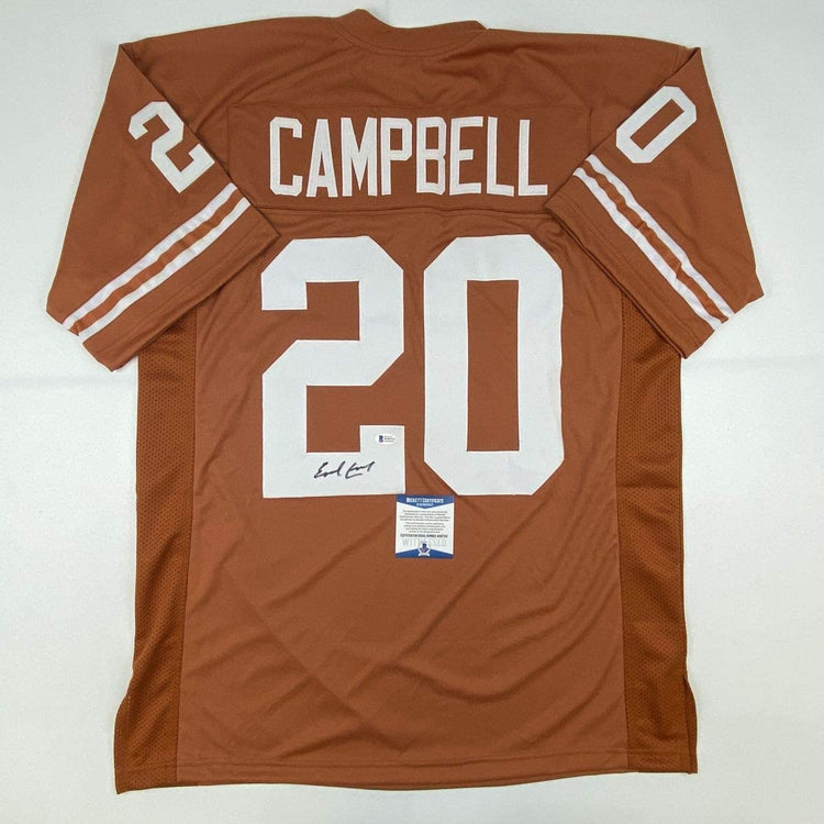 Autographed/Signed Earl Campbell Texas Orange Football Jersey Beckett BAS COA