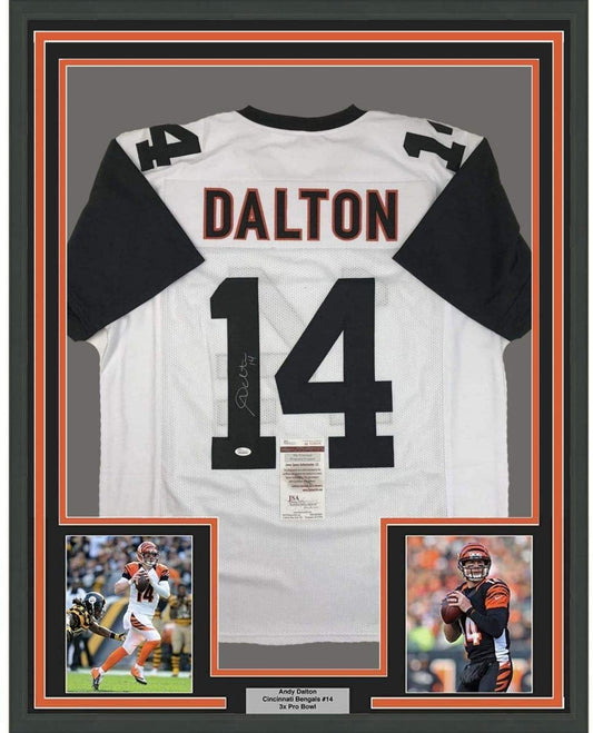 Framed Autographed/Signed Andy Dalton 35x39 Cincinnati Color Rush Football Jersey JSA COA