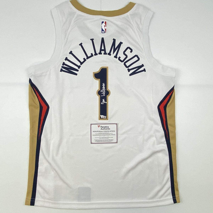 Autographed/Signed Zion Williamson New Orleans Pelicans White Swingman Nike Basketball Jersey Fanatics COA