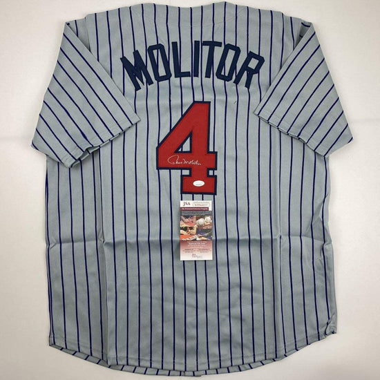 Autographed/Signed Paul Molitor Minnesota Pinstripe Baseball Jersey JSA COA