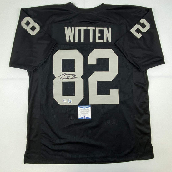 Autographed/Signed Jason Witten Las Vegas Oakland Black Football Jersey Beckett BAS COA