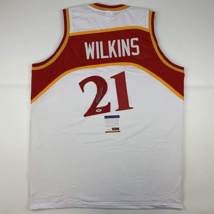 Autographed/Signed Dominique Wilkins Atlanta White Basketball Jersey PSA/DNA COA
