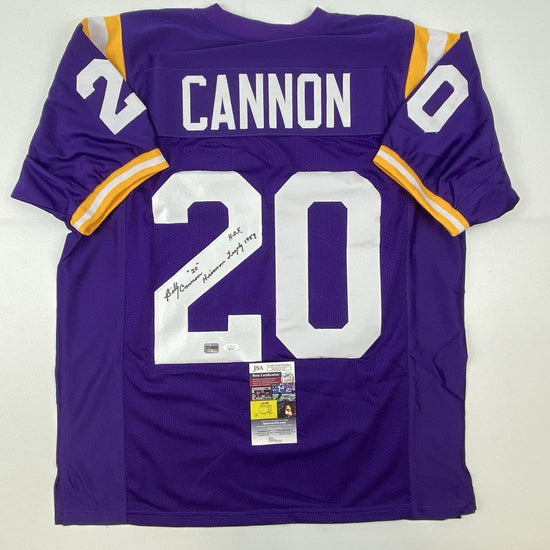Autographed/Signed Billy Cannon Heisman 1959 LSU Purple College Football Jersey JSA COA