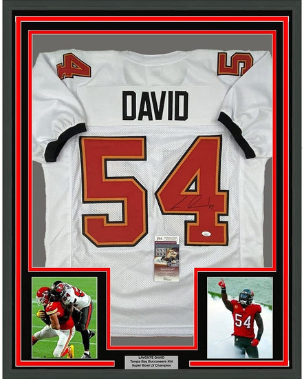 Framed Autographed/Signed Lavonte David 35x39 Tampa Bay White Football Jersey JSA COA