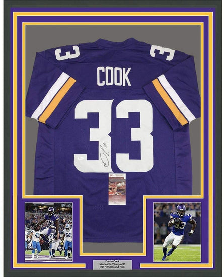 Framed Autographed/Signed Dalvin Cook 35x39 Minnesota Purple Football Jersey JSA COA