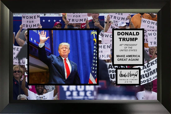 Framed Donald Trump 8x10 Photo Professionally Matted Laser Engraved Autograph Signature Make America Great Again #2
