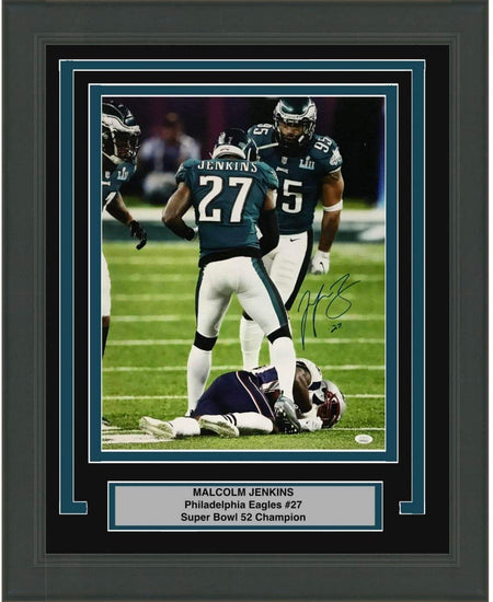Framed Autographed/Signed Malcolm Jenkins Philadelphia Eagles Super Bowl LII 52 Hit Champions 16x20 Football Photo JSA COA #1