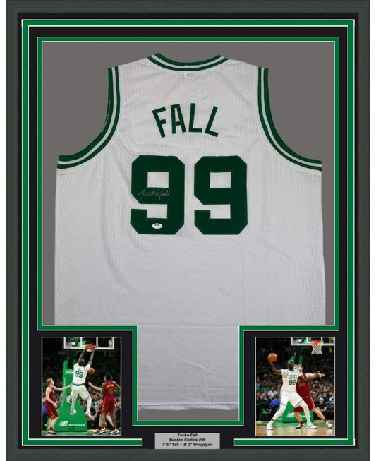 Framed Autographed/Signed Tacko Fall 35x39 Boston White Basketball Jersey PSA/DNA COA