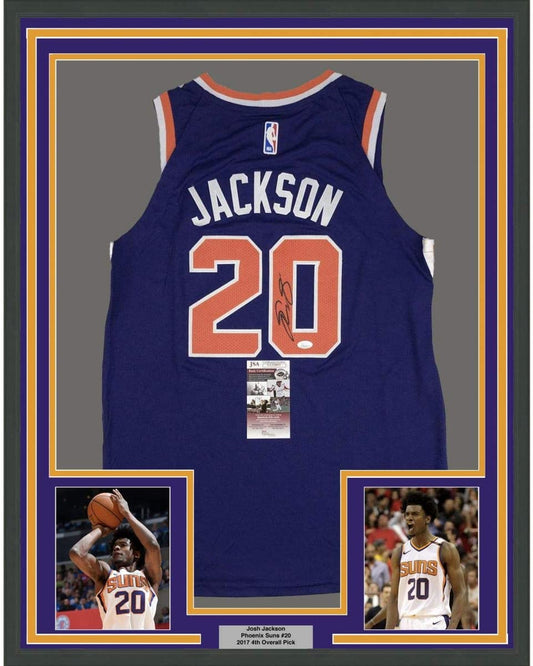 Framed Autographed/Signed Josh Jackson 35x39 Phoenix Purple Basketball Jersey JSA COA