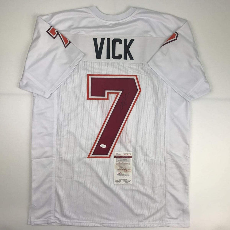 Autographed/Signed Michael Mike Vick Virginia Tech White College Football Jersey JSA COA