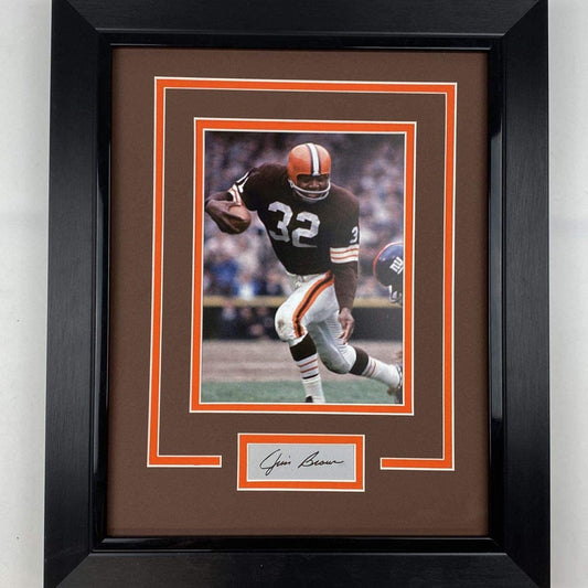 Framed Jim Brown Facsimile Laser Engraved Signature Auto Cleveland Browns 14x17 Football Photo
