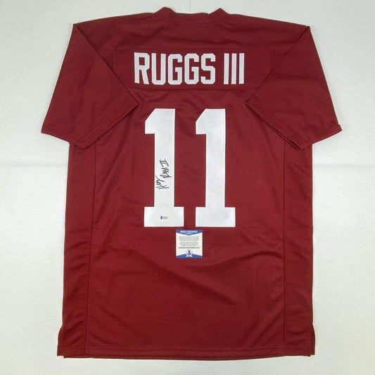 Autographed/Signed Henry Ruggs III Alabama Red College Football Jersey Beckett BAS COA