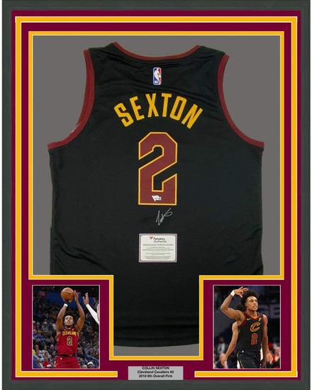 Framed Autographed/Signed Collin Sexton 35x39 Cleveland Cavaliers Black Basketball Jersey Fanatics COA