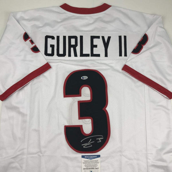 Autographed/Signed Todd Gurley Georgia White College Football Jersey Beckett BAS COA