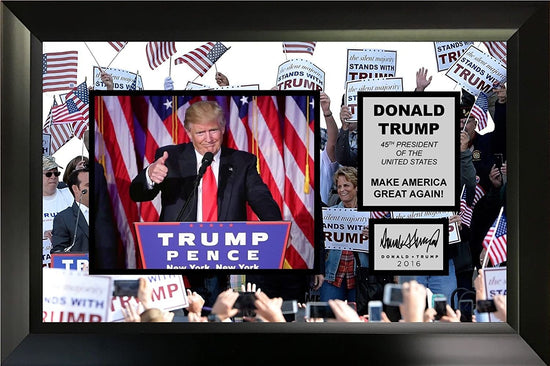 Framed Donald Trump 8x10 Photo Professionally Matted Laser Engraved Autograph Signature Make America Great Again #1