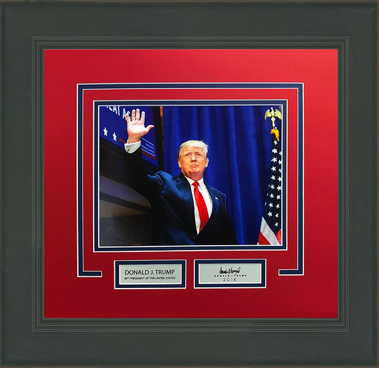 Framed Donald Trump 8x10 Photo Professionally Matted Laser Engraved Autograph 45th President #2