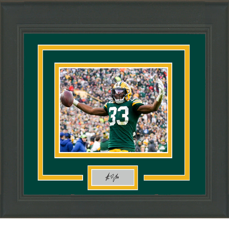 Framed Aaron Jones Facsimile Laser Engraved Signature Auto Green Bay Packers 11x14 Football Photo