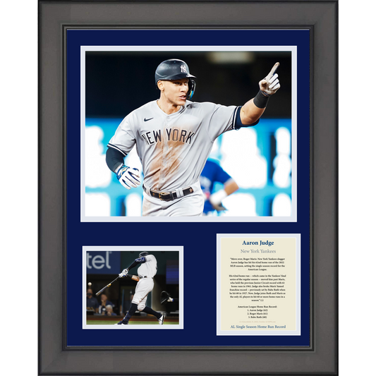 Framed Aaron Judge 62 Home Run AL Record New York Yankees Baseball 11"x14" Three Photo Collage