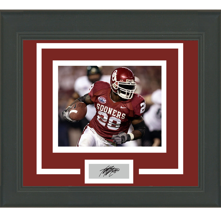 Framed Adrian Peterson Facsimile Laser Engraved Signature Auto Oklahoma Sooners 11x14 Football Photo