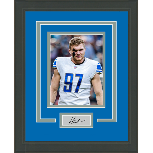Framed Aidan Hutchinson Facsimile Laser Engraved Signature Auto Detroit Lions 11x14 Football Photo