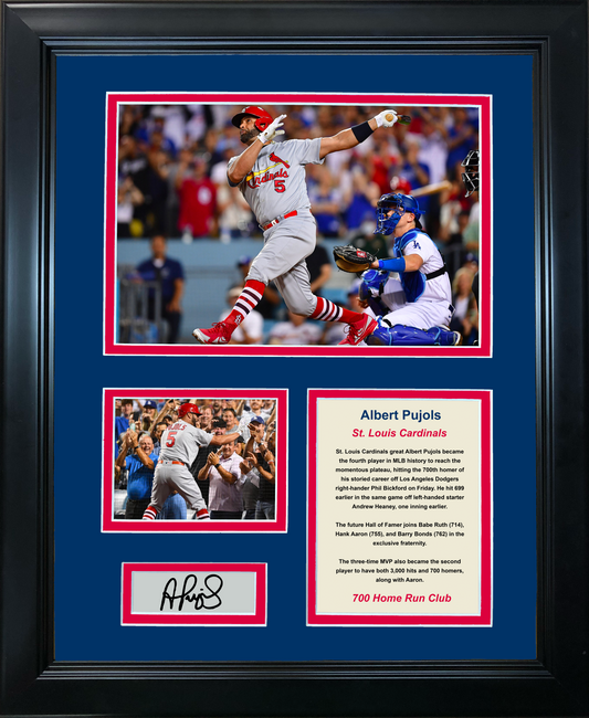 Framed Albert Pujols 700th Home Run Facsimile Laser Engraved Signature Auto St. Louis Cardinals Baseball 11"x14"Photo Sig Collage