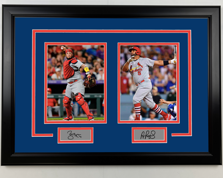 Framed Albert Pujols and Yadier Molina Facsimile Laser Engraved Signatures St. Louis Cardinals 17x23 Dual Baseball Photo