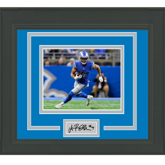 Framed Amon-Ra St Brown Facsimile Laser Engraved Signature Auto Detroit Lions 11x14 Football Photo