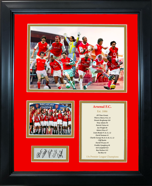 Framed Arsenal F.C. All-Time Greats Facsimile Laser Engraved Signature Auto 11"x14"Futbol Soccer Photo Sig Collage