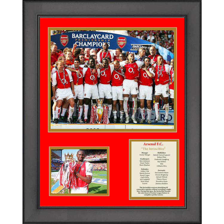 Framed Arsenal F.C.  The Invincibles  2003-04 Premier League Champions Soccer Futbol 11"x14" Three Photo Collage