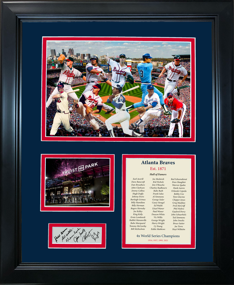 Framed Atlanta Braves All-Time Greats Facsimile Laser Engraved Signature Auto 11"x14"Baseball Photo Sig Collage