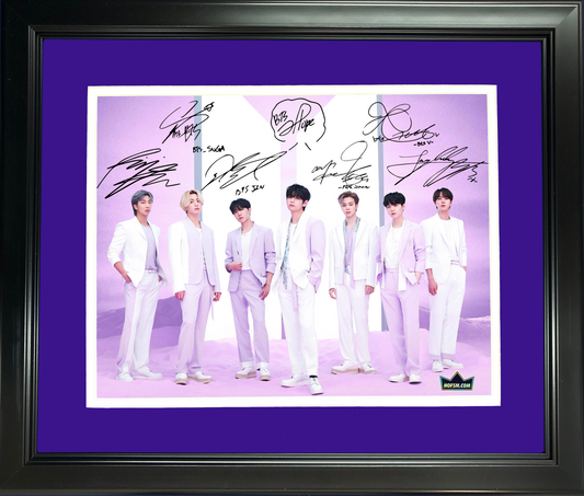 Framed BTS Bangtan Boys Laser Engraved Facsimile Autographs The Best Album 11"x14" Music Photo HOFSM Holo