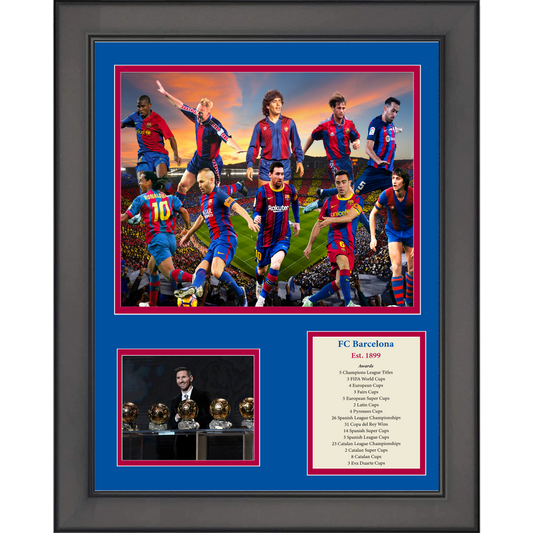 Framed FC Barcelona All-Time Greats Legends 11"x14" Futbol Soccer Three Photo Collage