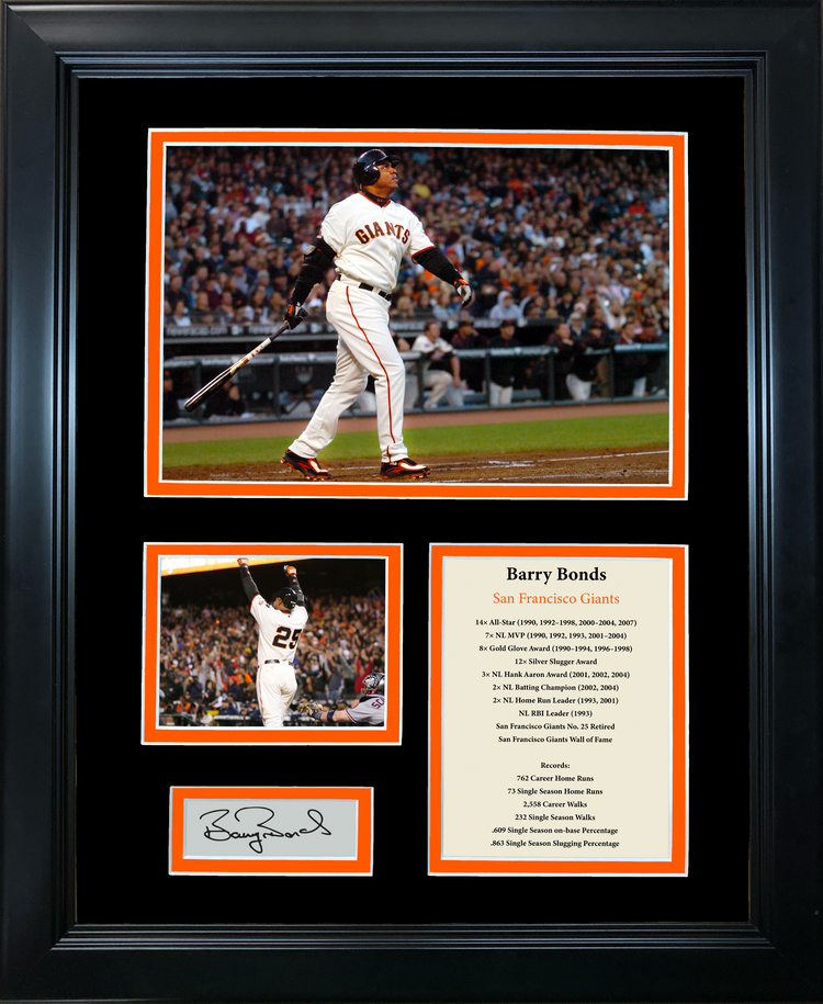 Framed Barry Bonds Facsimile Laser Engraved Signature Auto San Francisco Giants Baseball 11"x14" Photo Sig Collage