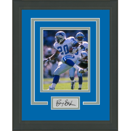 Framed Barry Sanders Facsimile Laser Engraved Signature Auto Detroit Lions 11x14 Football Photo