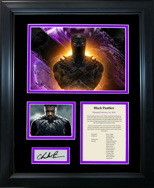 Framed Black Panther Chadwick Boseman Facsimile Laser Engraved Signature Auto Movie 11"x14" Photo Sig Collage