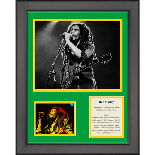 Framed Bob Marley 11"x14" Music Three Photo Collage