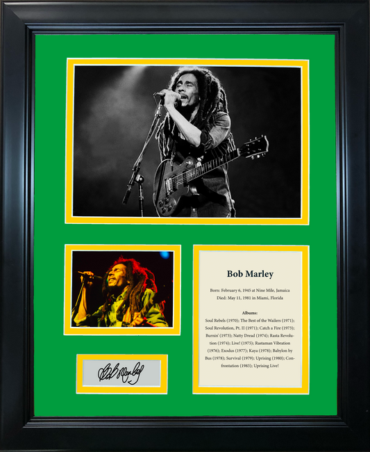 Framed Bob Marley Facsimile Laser Engraved Signature Auto 11"x14" Music Photo Sig Collage
