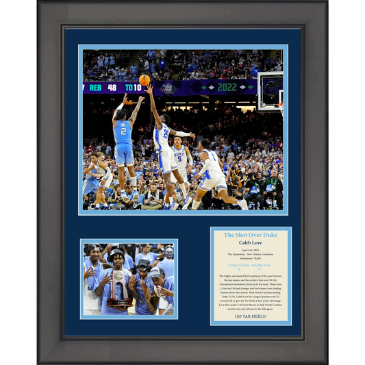 Framed Caleb Love North Carolina UNC Shot vs Duke 2021-2022 NCAA Tournament College Basketball 11"x14" Three Photo Collage