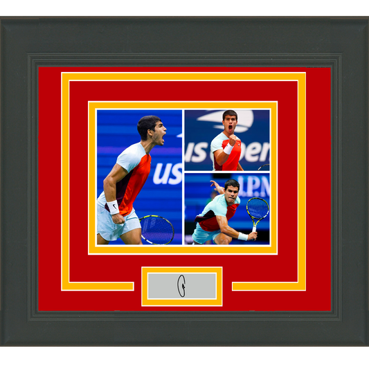 Framed Carlos Alcaraz Facsimile Laser Engraved Signature Auto 11x14 US Open Tennis Photo