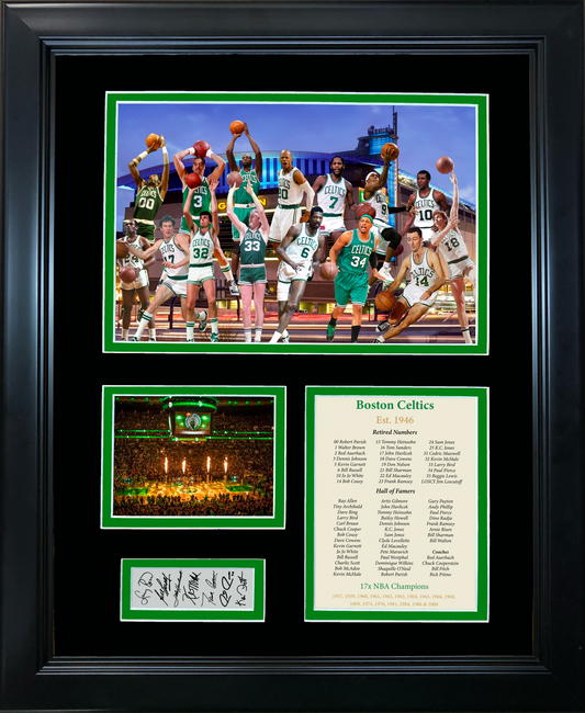 Framed Boston Celtics All-Time Greats Facsimile Laser Engraved Signature Auto 11"x14" Basketball Photo Sig Collage