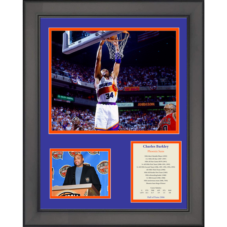 Framed Charles Barkley Hall of Fame Phoenix Suns Basketball 11"x14" Three Photo Collage