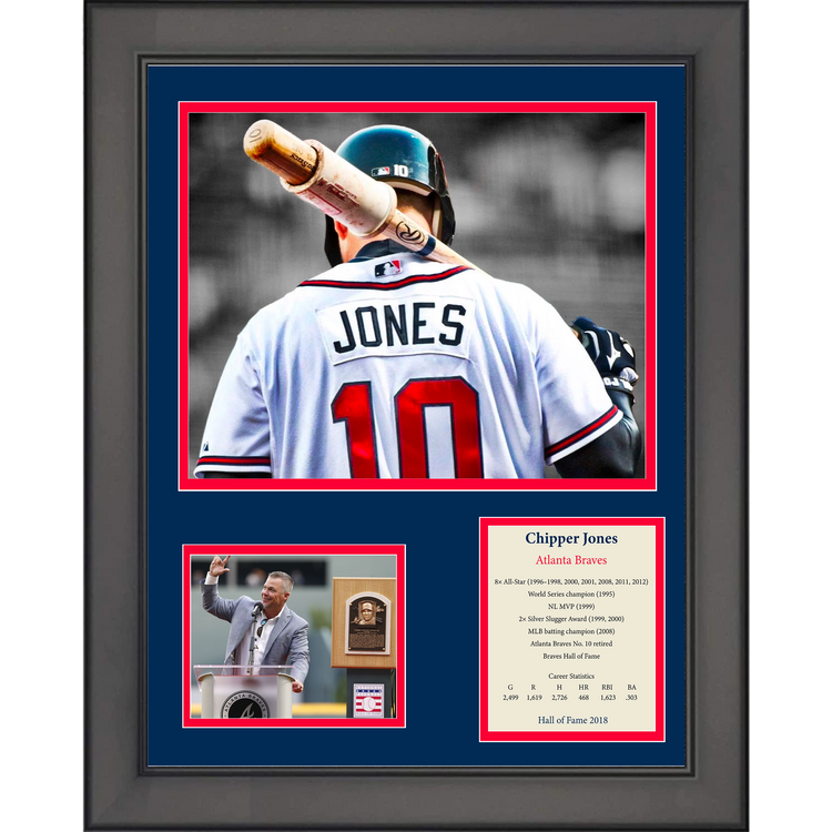 Framed Chipper Jones Hall of Fame Atlanta Braves 11"x14" Baseball Three Photo Collage