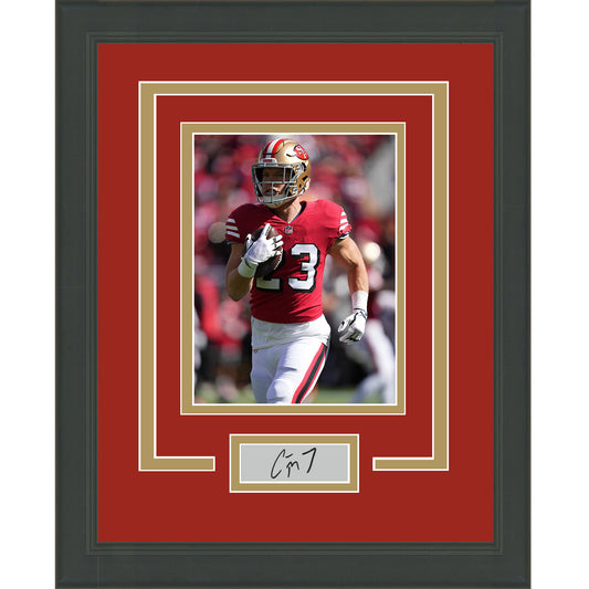 Framed Christian McCaffrey Facsimile Laser Engraved Signature Auto San Francisco 49ers 11x14 Football Photo